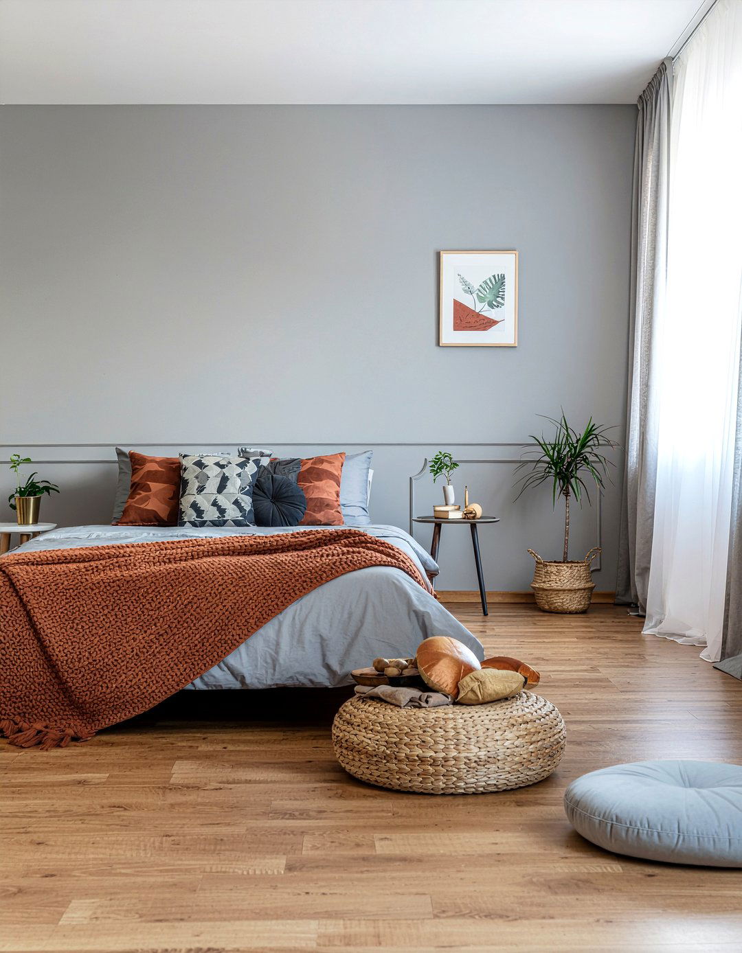 Rust and grey bedroom decor - 30 rust bedroom ideas