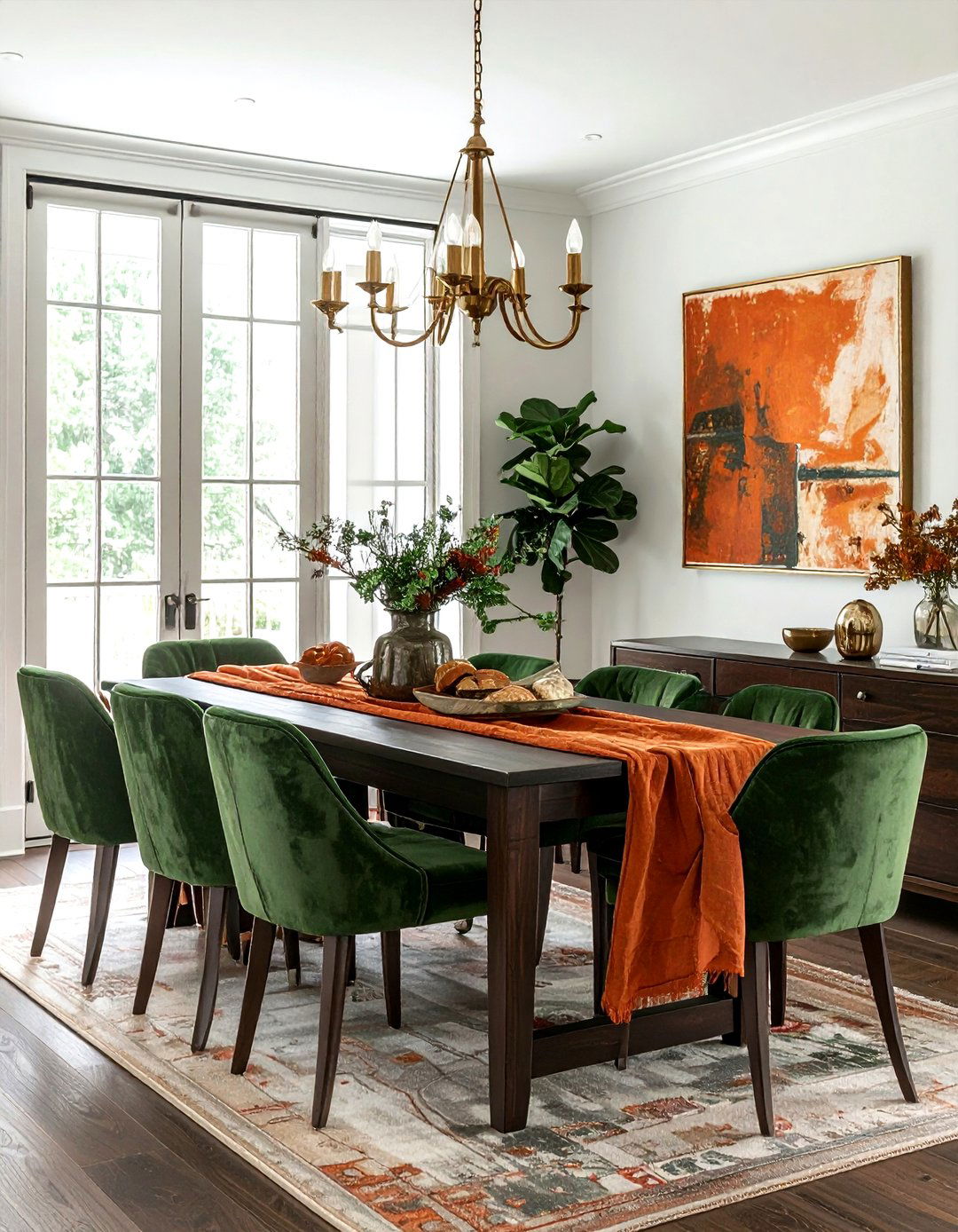 Rust and olive green dining room - 30 warm color scheme ideas