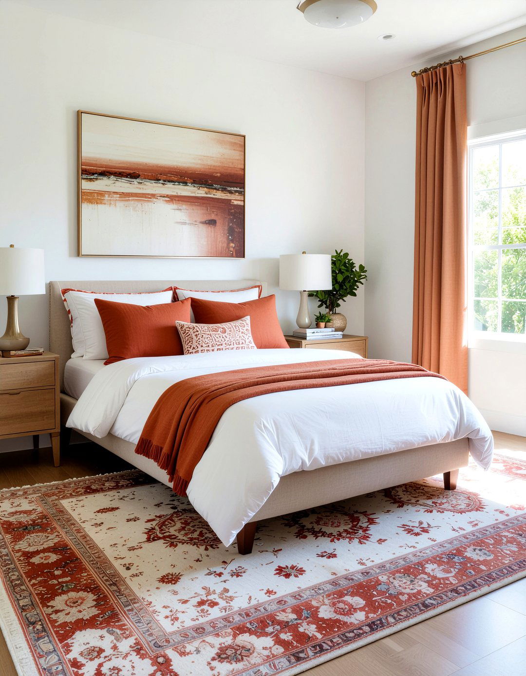 Rust and white bedroom styling - 30 rust bedroom ideas