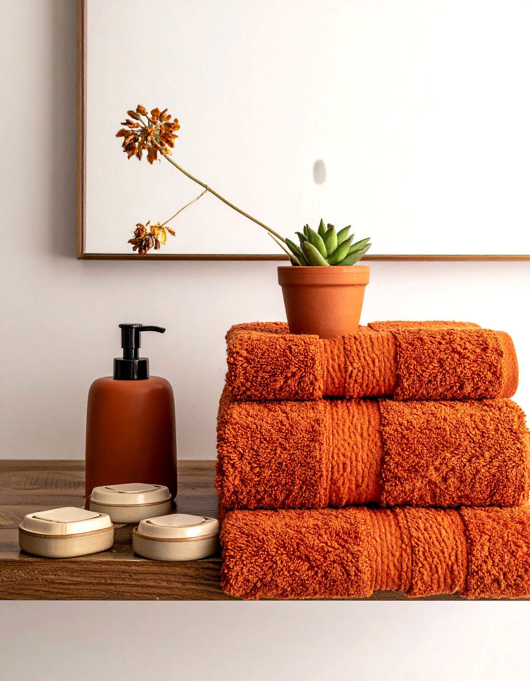 Rust colored bathroom accents - 30 earthy tone bathroom ideas
