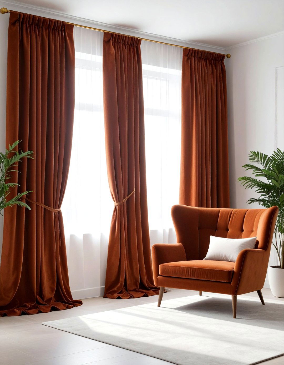 Rust colored curtains - 30 rust decor ideas