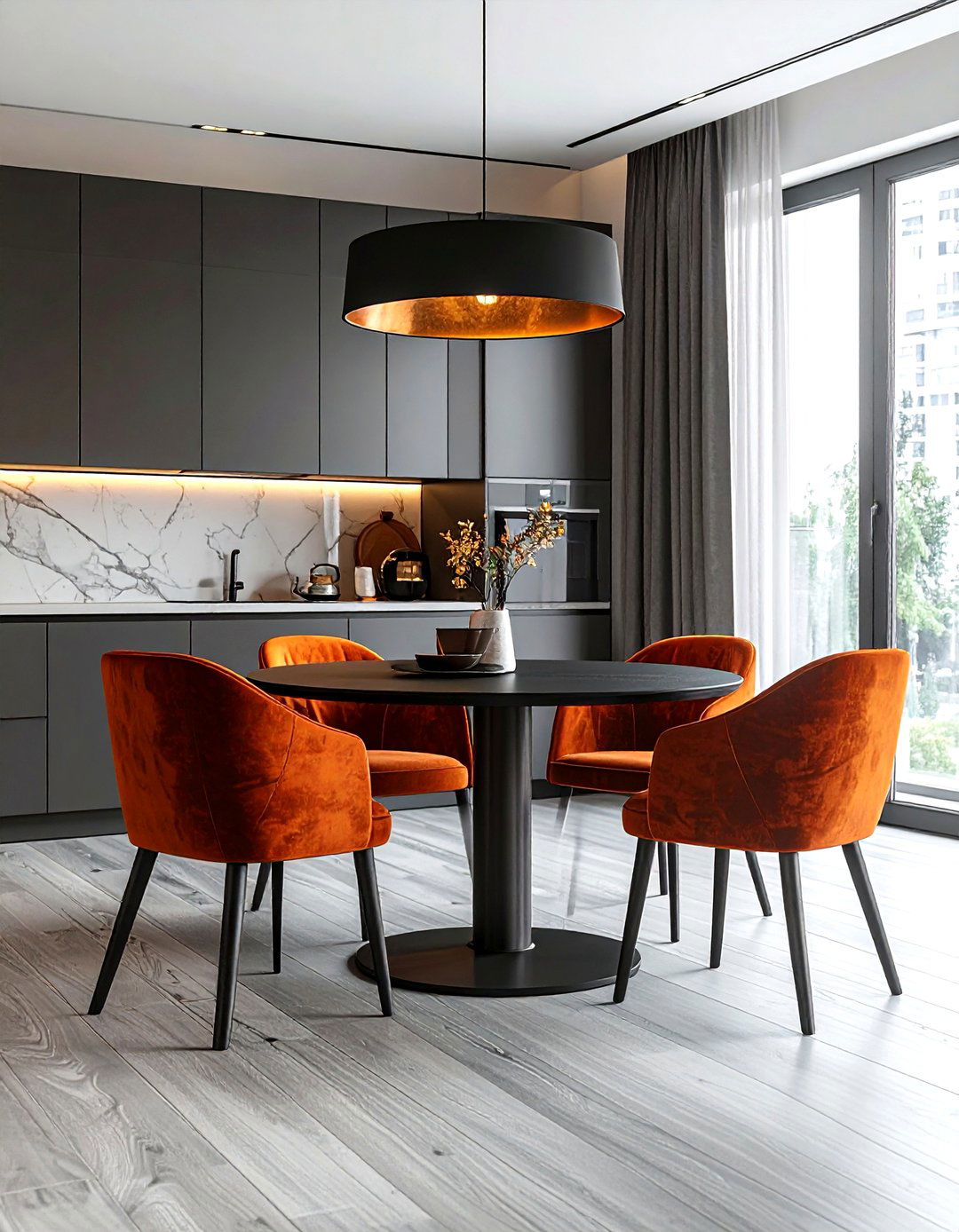 Rust dining chairs - 30 rust kitchen ideas