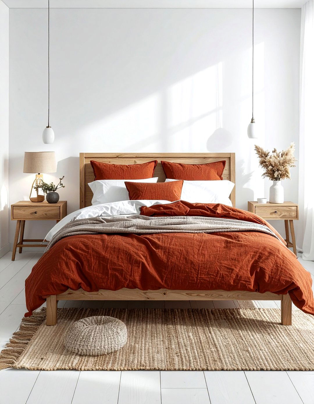 Rust linen bedding - 30 rust decor ideas
