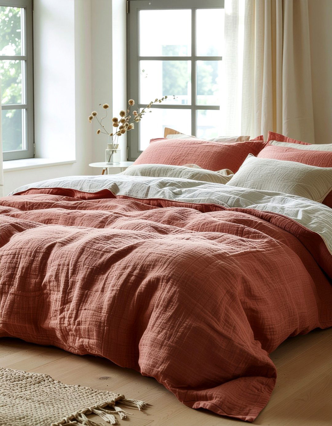 Rust linen duvet cover - 30 rust bedroom ideas