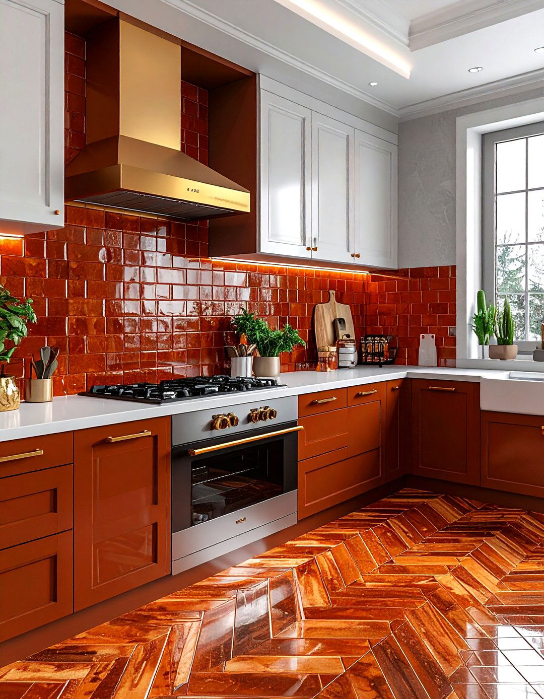Rust subway tiles - 30 rust kitchen ideas
