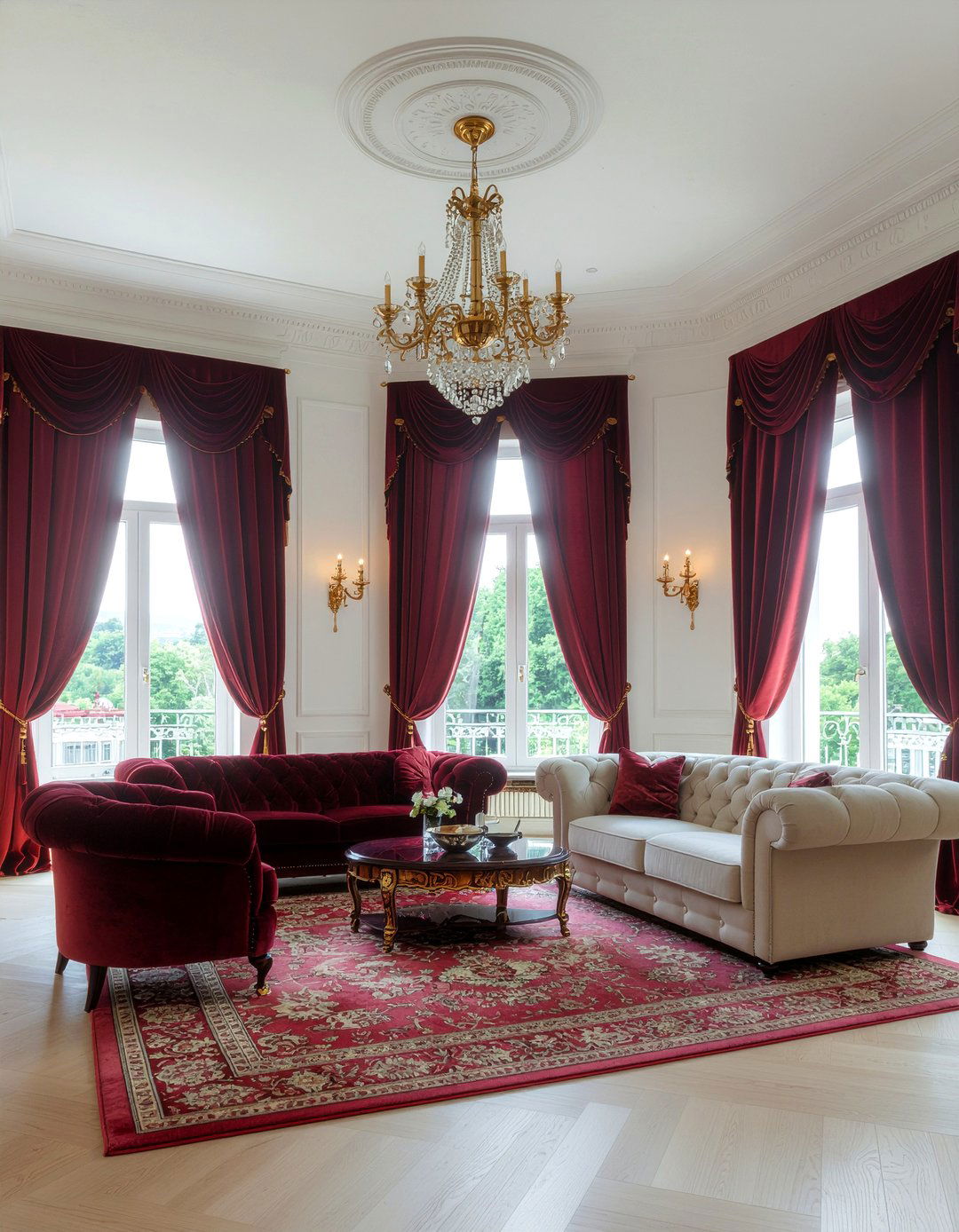 Rust velvet curtains - 30 rust living room ideas