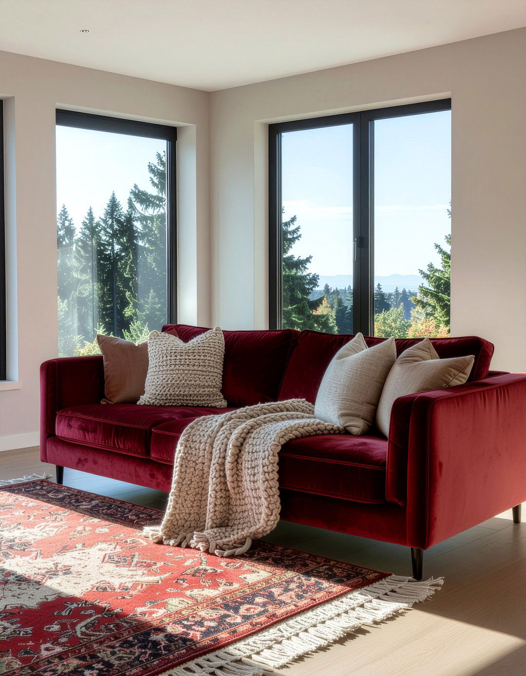 Rust velvet sofa - 30 rust living room ideas