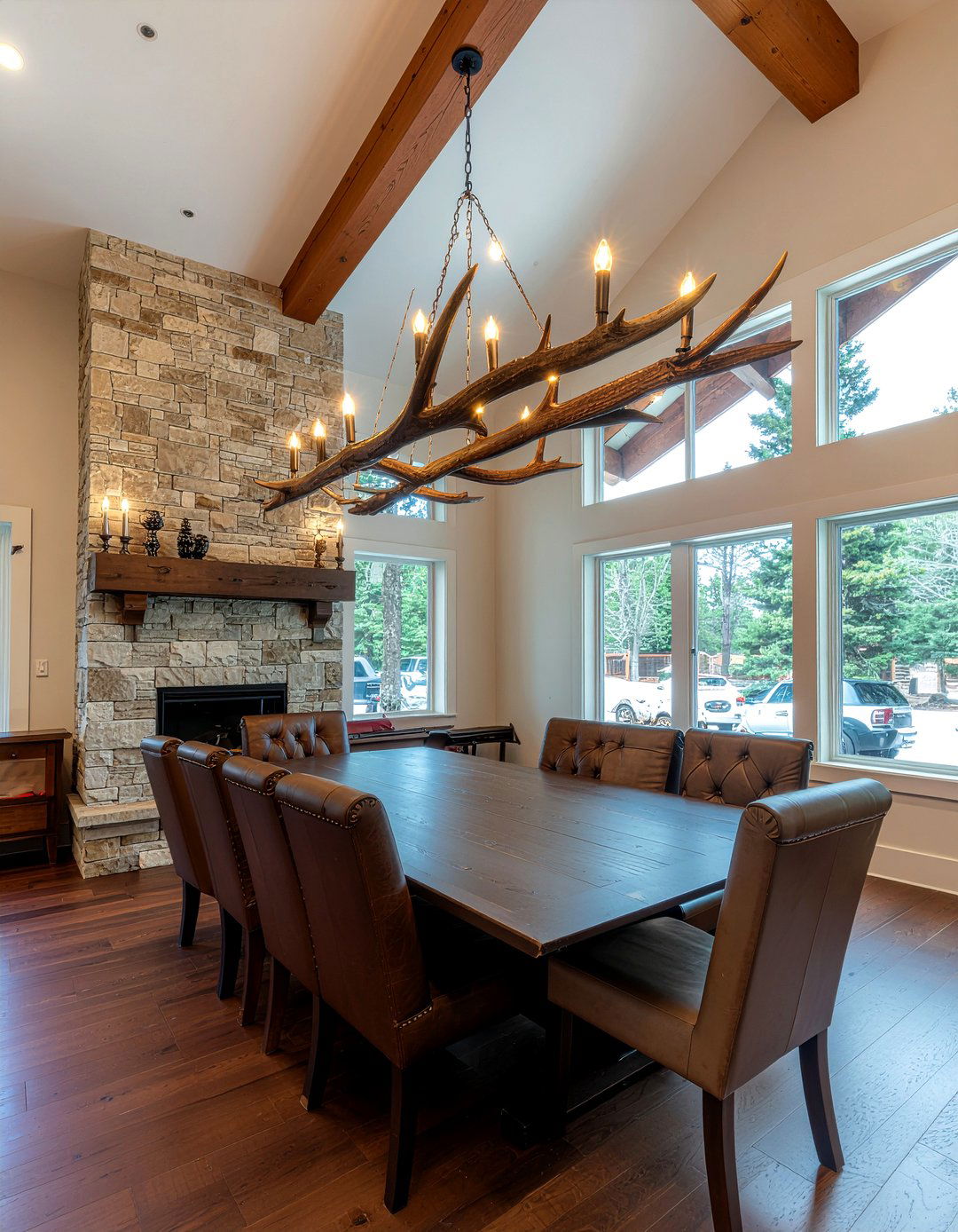 Rustic Antler Chandelier - 30 farmhouse chandelier dining room ideas