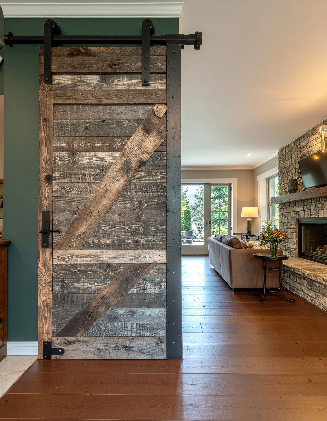 Rustic Barn Door Entertainment Center - 30 living room entertainment center ideas