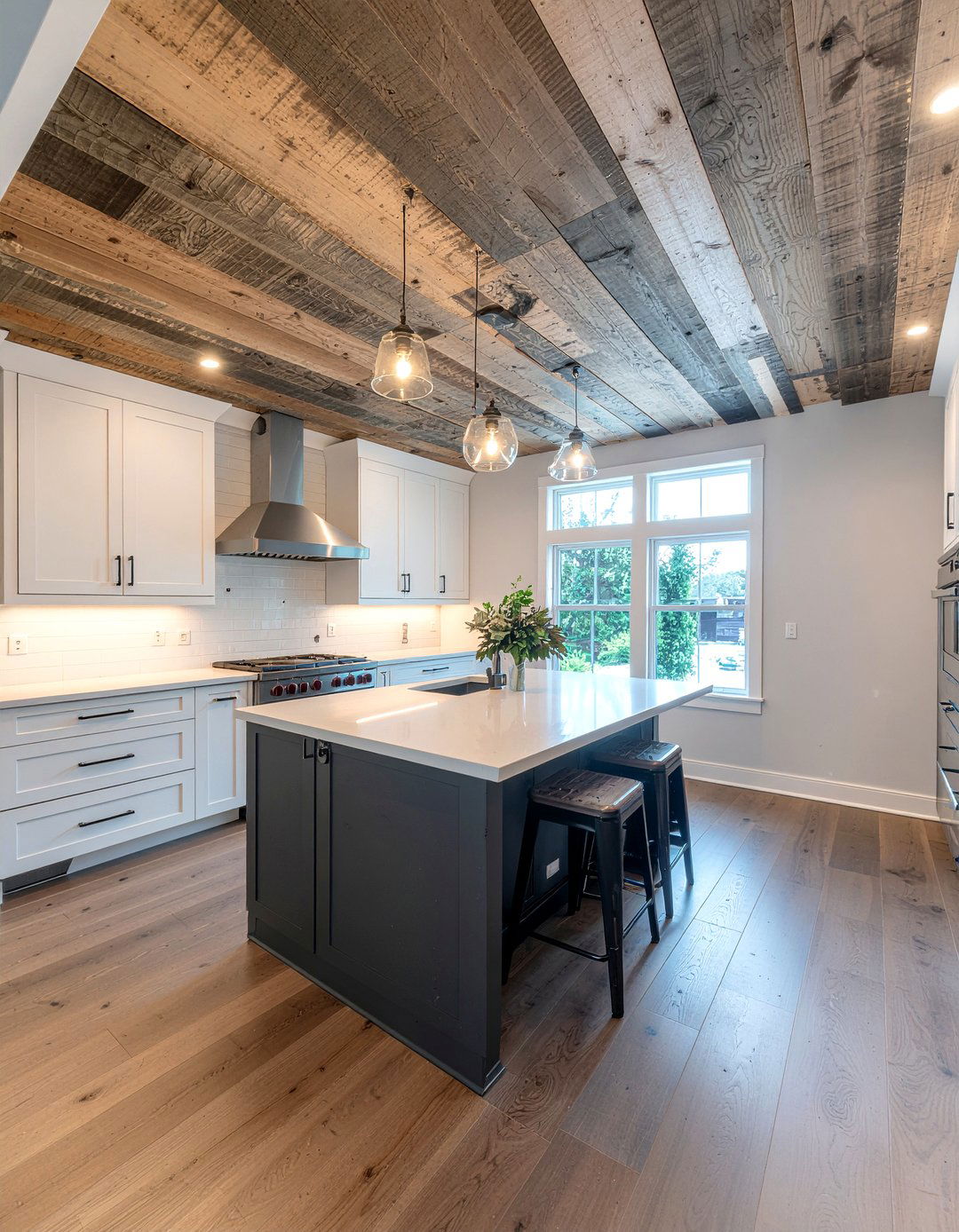 Rustic Barn Wood Ceiling - 30 kitchen wood ceiling ideas