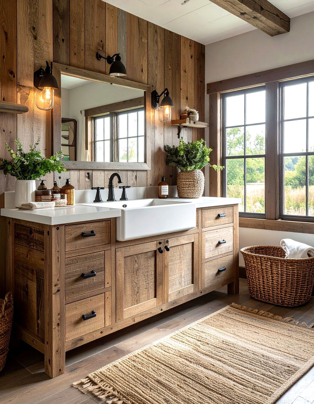 Rustic Barnwood Vanity - 30 wood vanity bathroom ideas