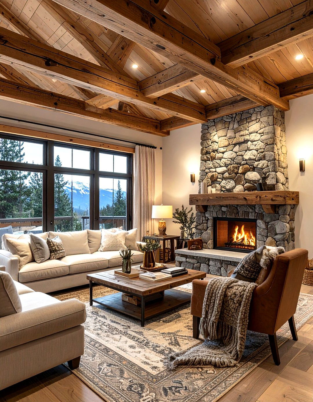 Rustic Beam Ceiling Tile - 30 living room ceiling tile ideas