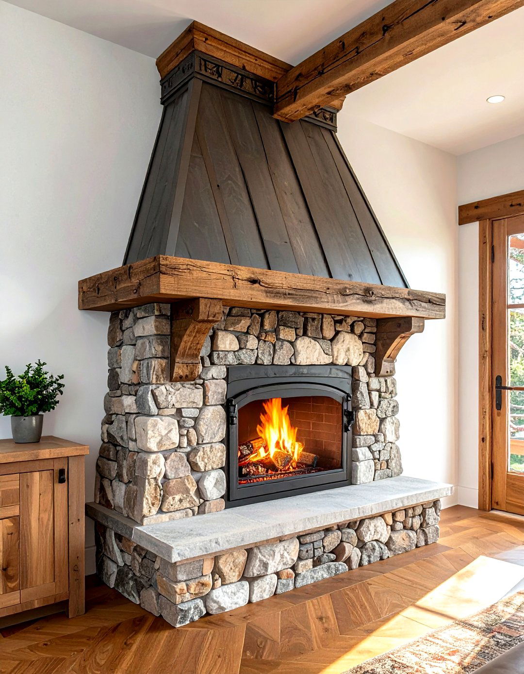 Rustic Beam Hood - 30 kitchen hood ideas