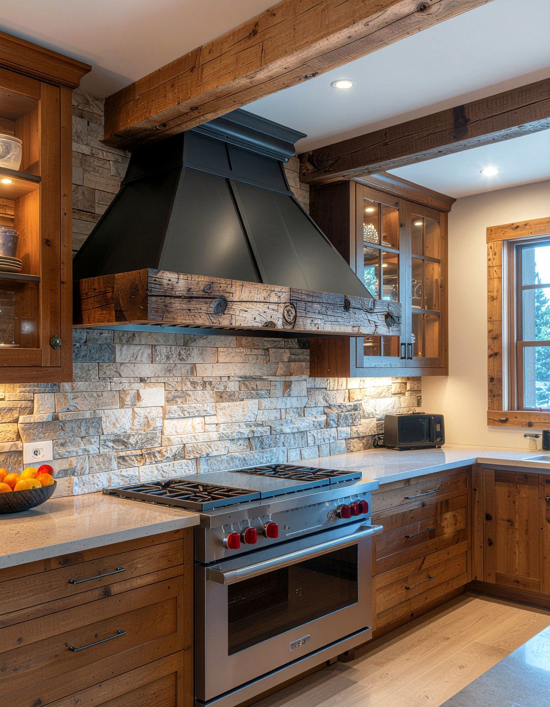 Rustic Beam Hood - 30 custom hood kitchen ideas