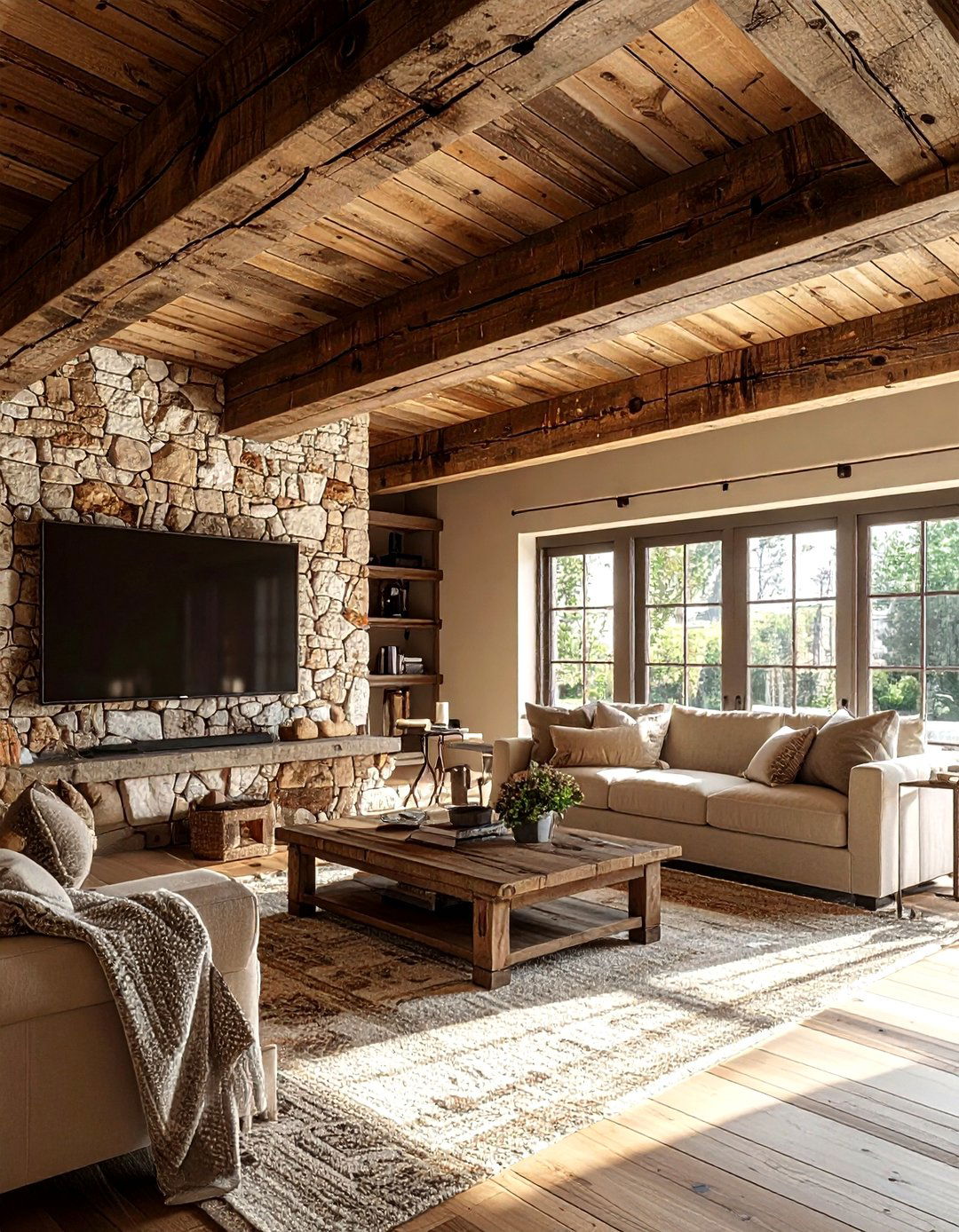Rustic Beam - 30 living room ceiling designs