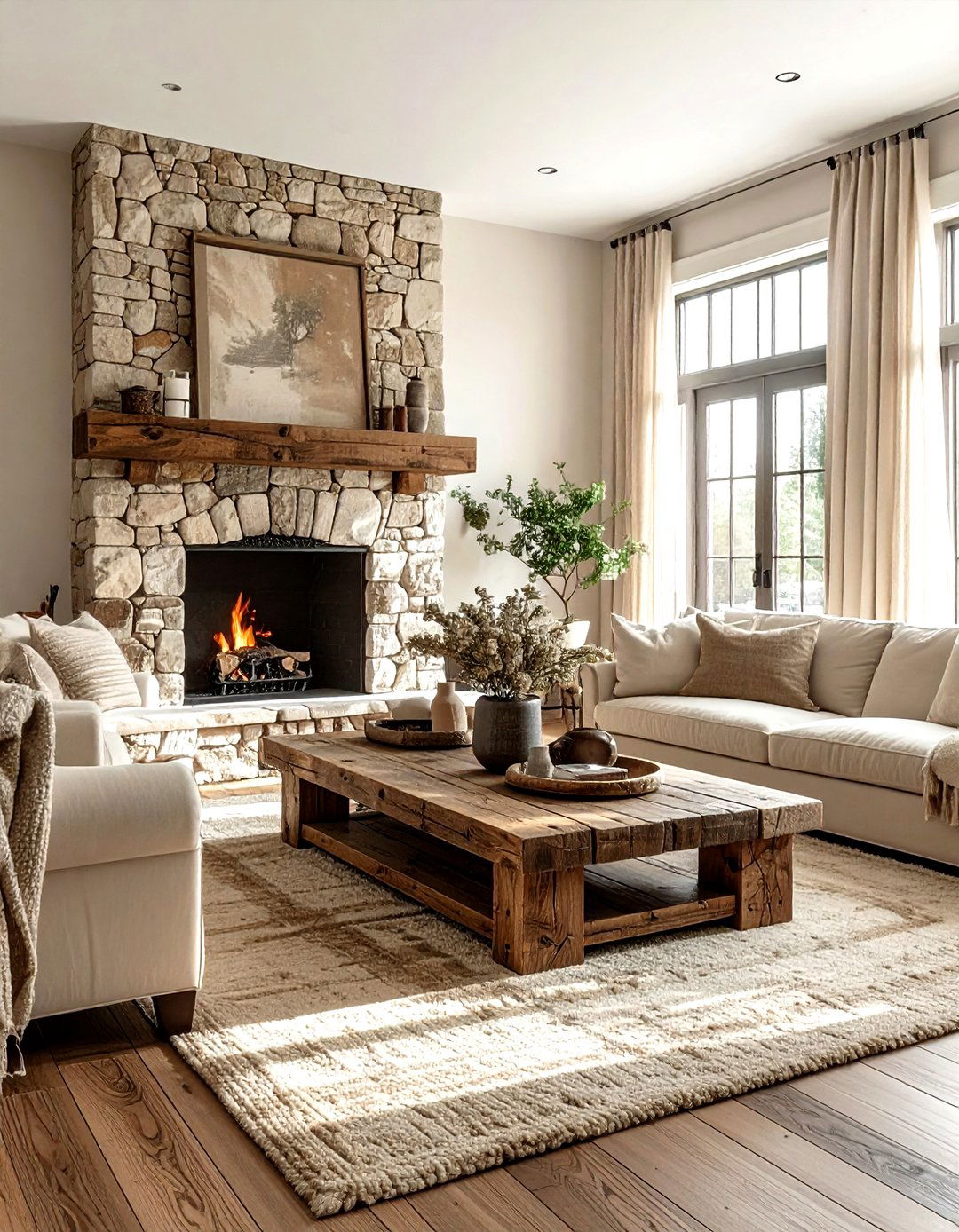 Rustic Beige Living Room - 30 farmhouse beige living room ideas