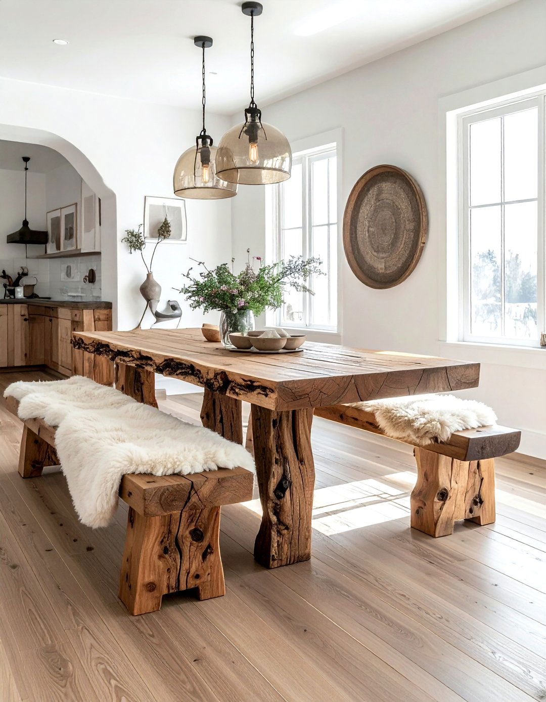 Rustic Bench Dining Seating - 30 Santa Fe dining room ideas