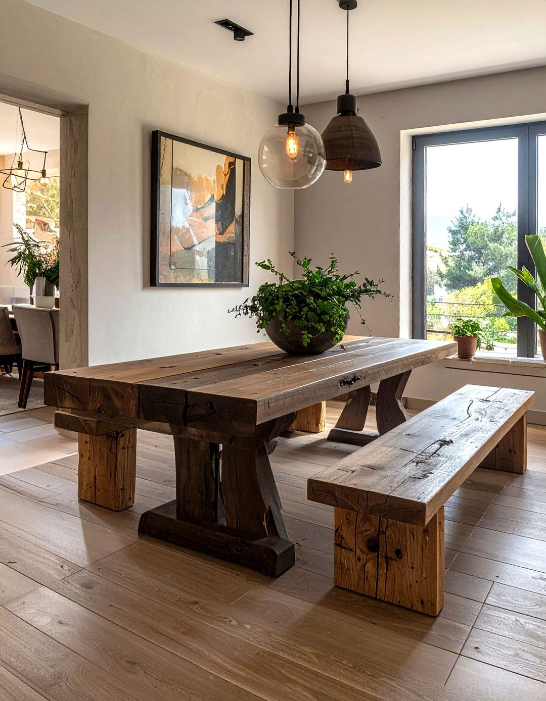 Rustic Bench Seating - 30 Tuscan dining room ideas