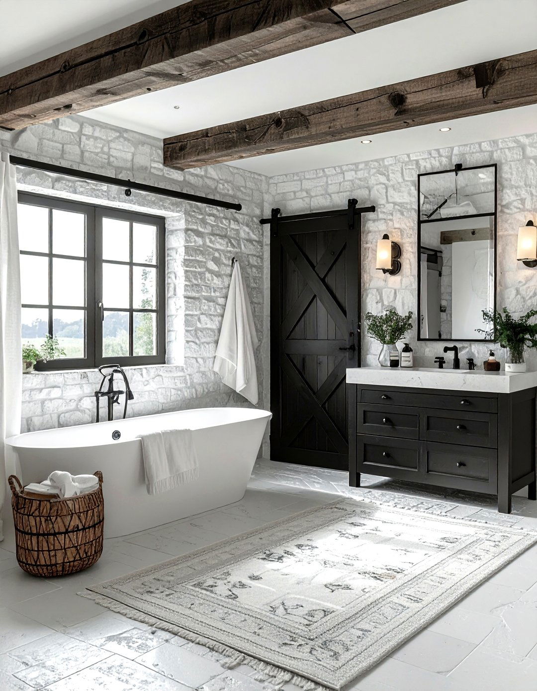 Rustic Black And White Bathroom - 30 white and black bathroom ideas