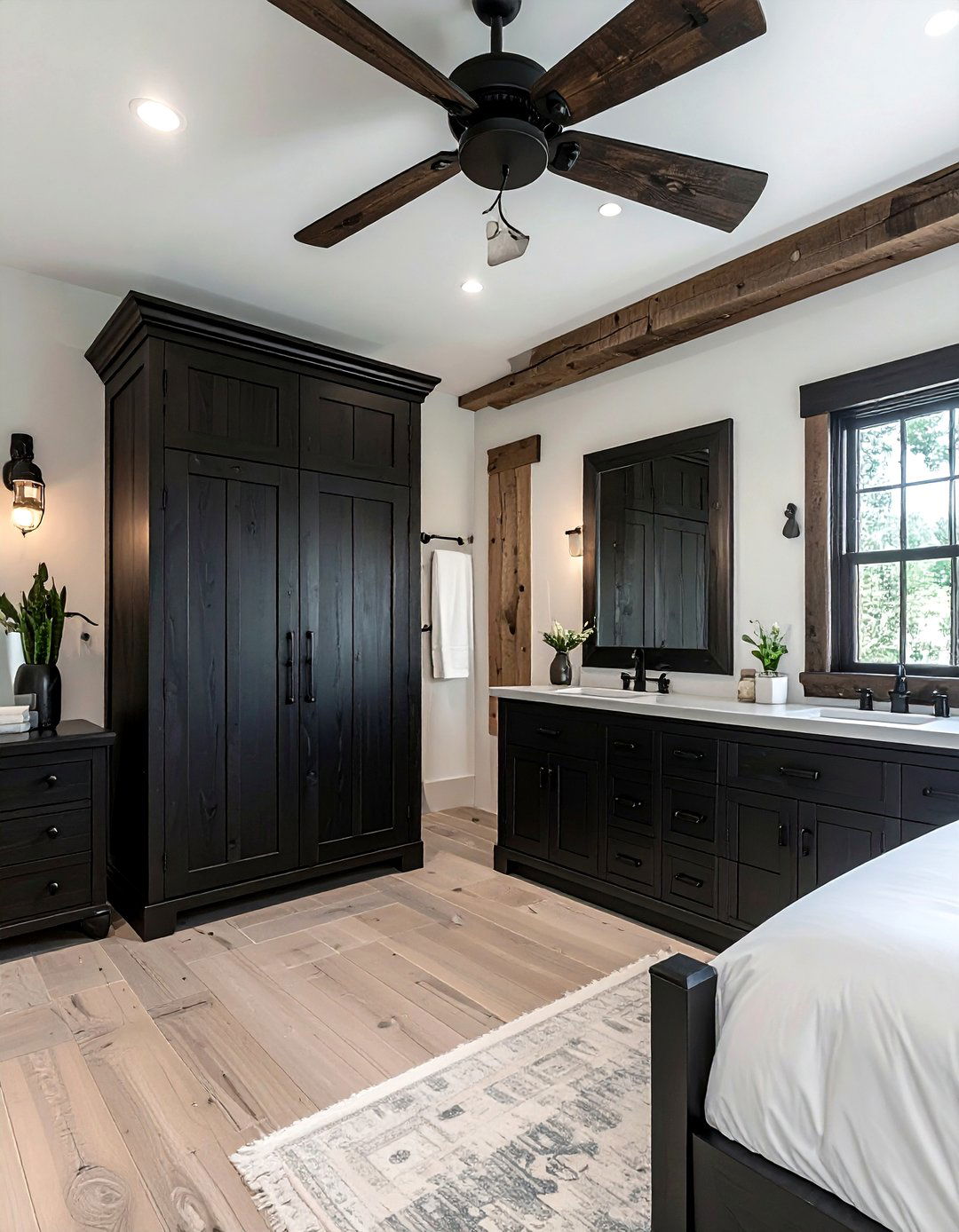 Rustic Black Farmhouse Suite - 30 rustic black bedroom ideas