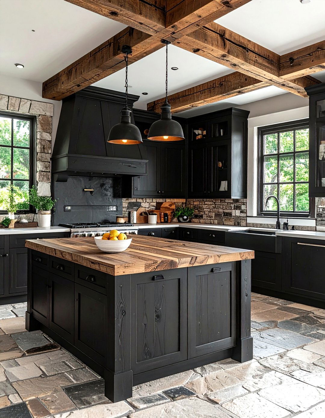 Rustic Black Kitchen - 30 black kitchen furniture ideas