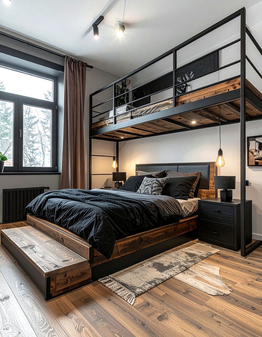 Rustic Black Loft Bedroom - 30 rustic black bedroom ideas