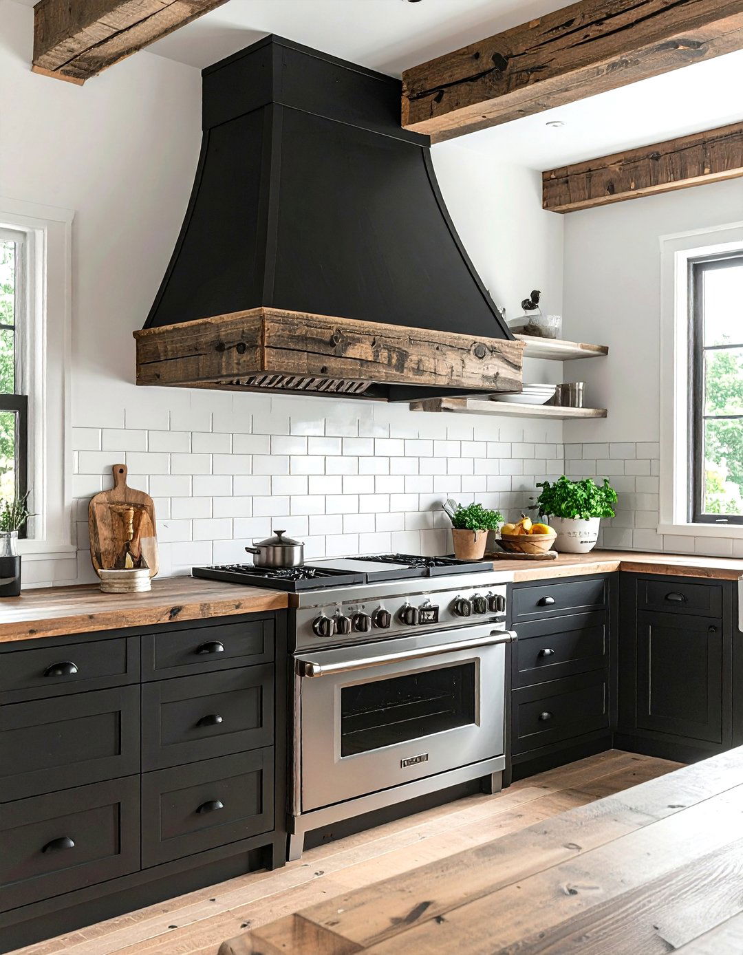 Rustic Black Range Hood - 30 black hood kitchen ideas