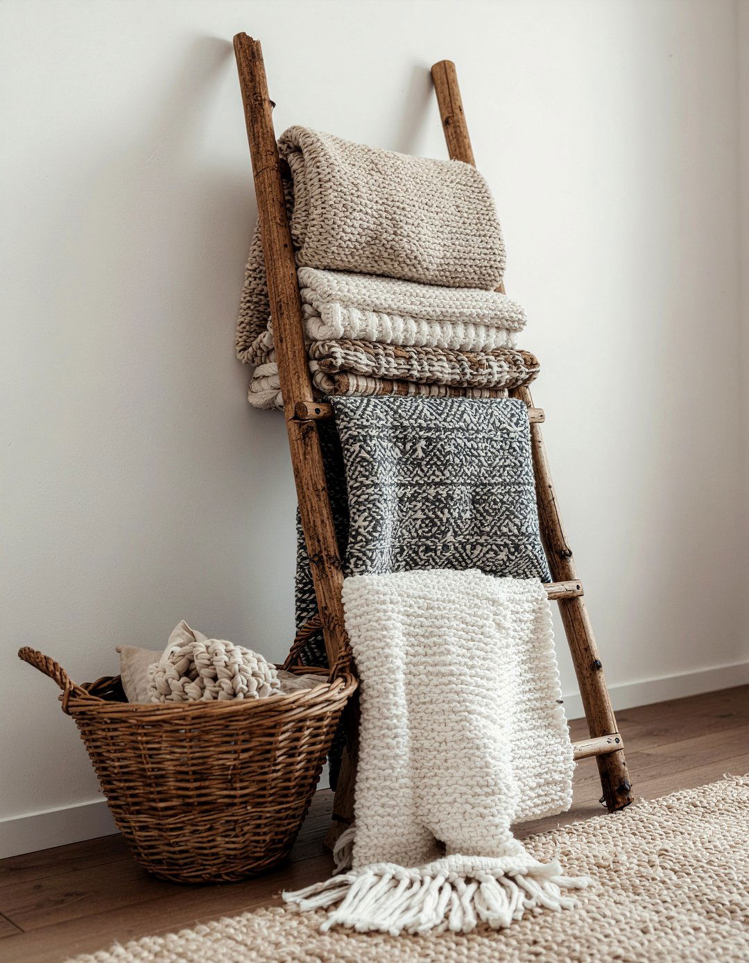 Rustic Blanket Ladder - 30 living room rustic furniture ideas