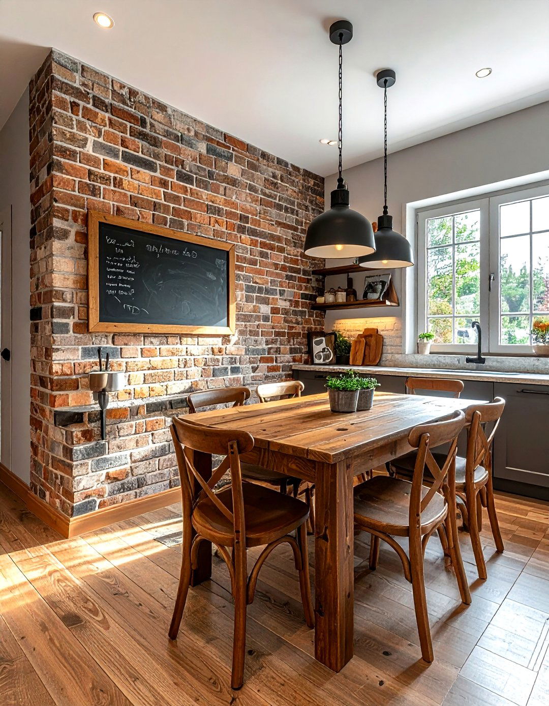 Rustic Brick Accent Wall - 30 brick kitchen ideas