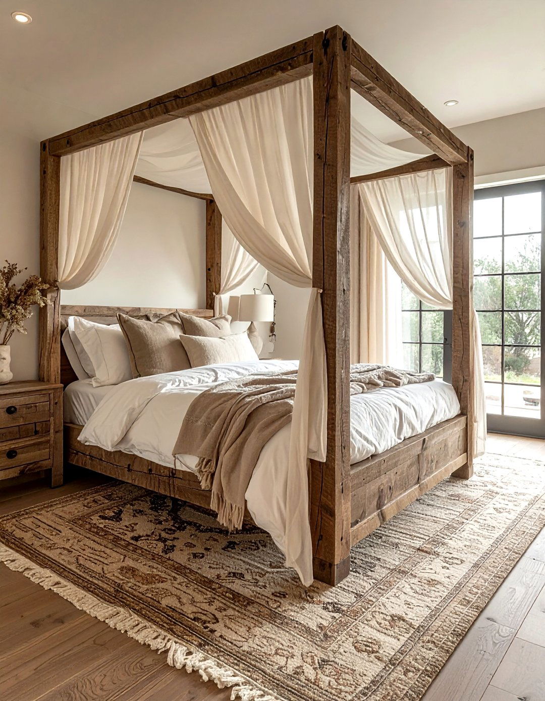 Rustic Canopy Bed Bedroom - 30 rustic beige bedroom ideas