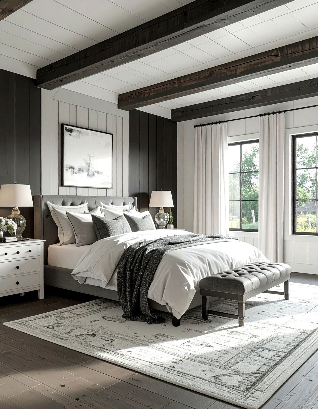 Rustic Charcoal White Bedroom - 30 charcoal and white bedroom ideas