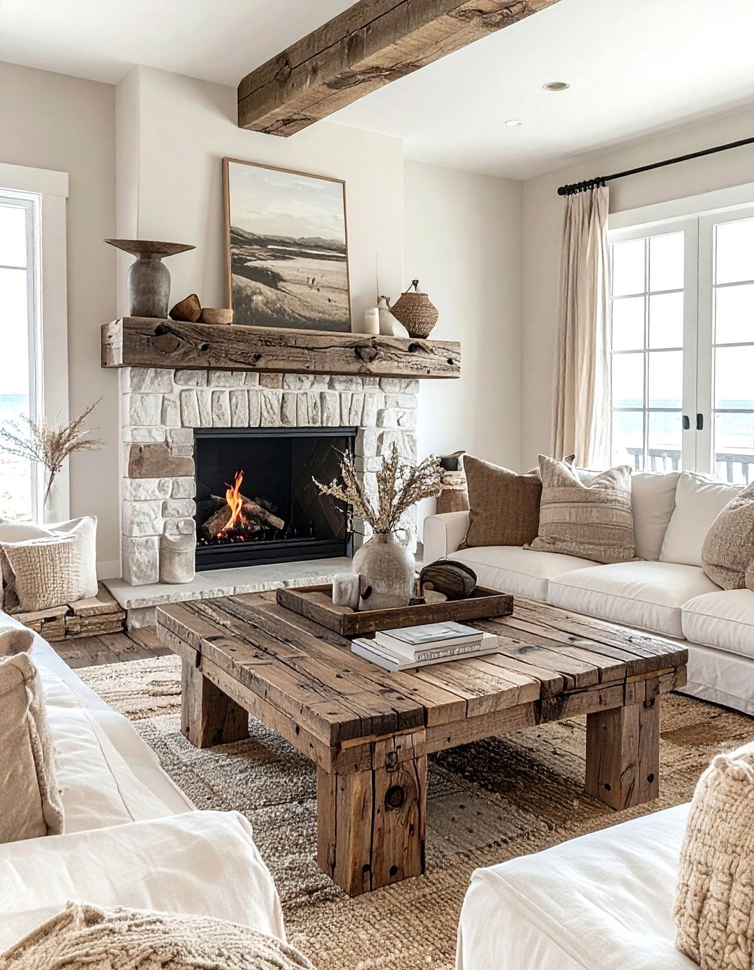 Rustic Coastal Living Room - 30 coastal beige living room ideas