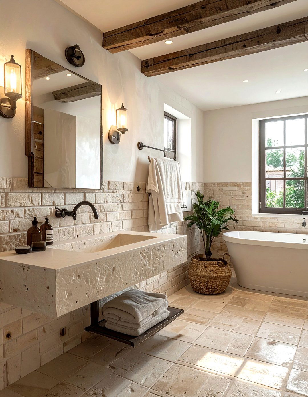 Rustic Cream Bathroom - 30 cream bathroom design ideas