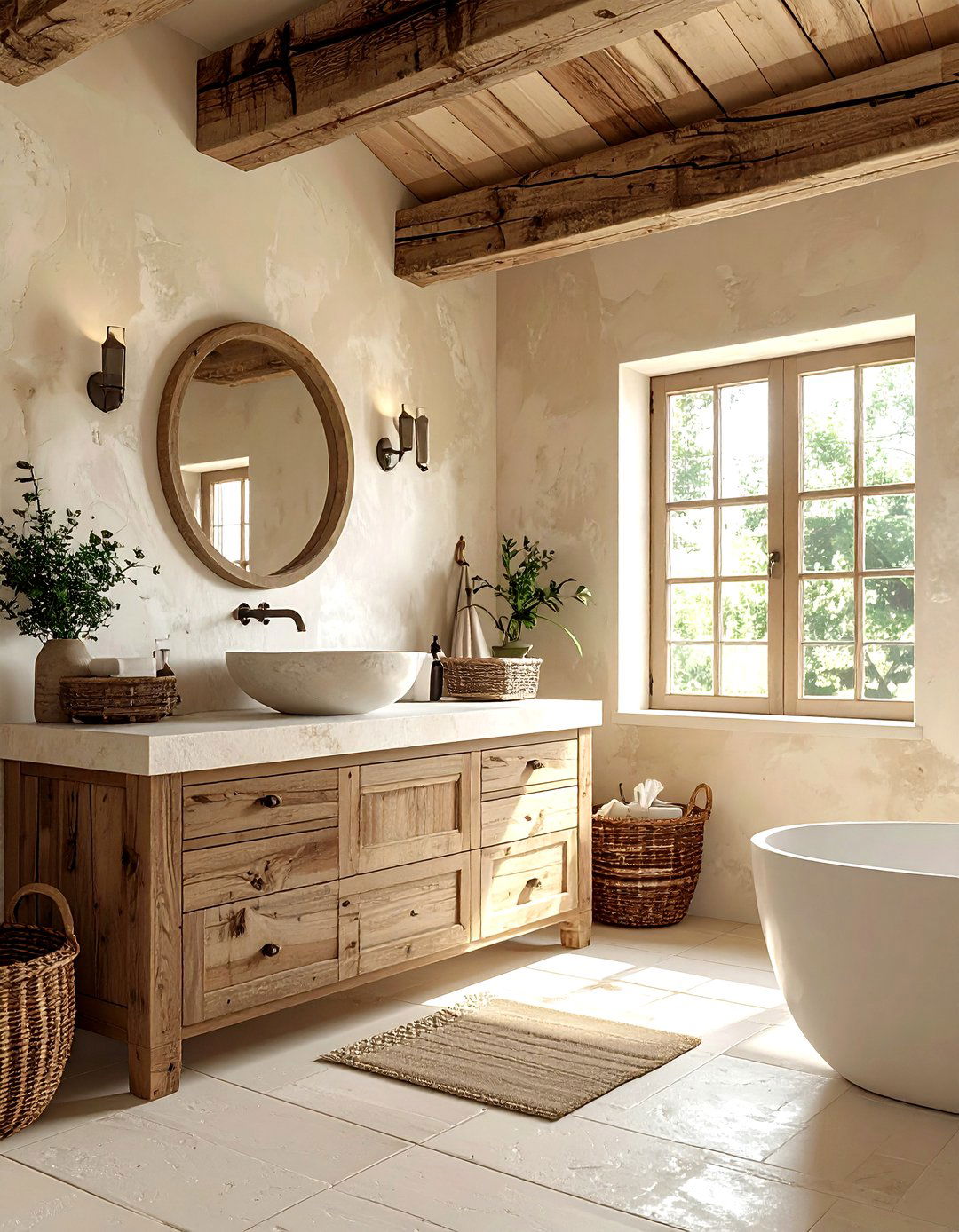 Rustic Cream Bathroom - 30 cream bathroom decor ideas