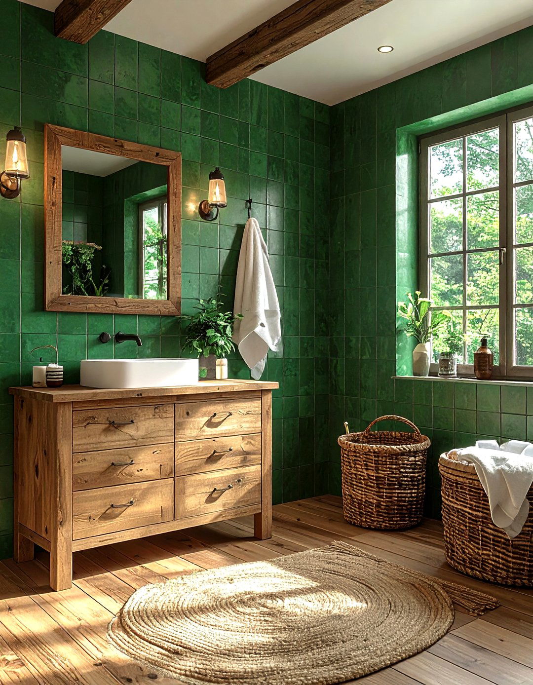 Rustic Emerald Green Bathroom - 30 emerald and white bathroom ideas
