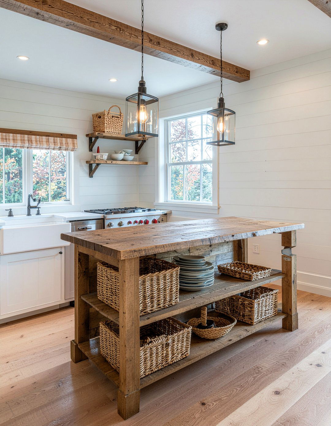 Rustic Farmhouse Butcher Block Island - 30 butcher block kitchen island ideas