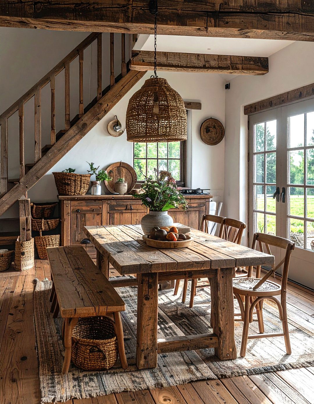 Rustic Farmhouse Dining - 30 under stairs dining ideas