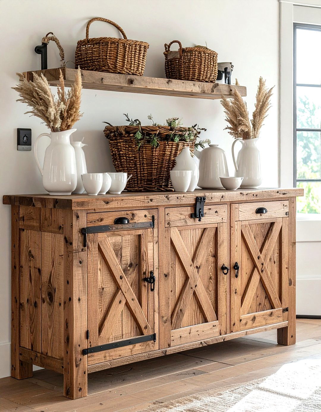 Rustic Farmhouse Dining Room Buffet - 30 wood buffet dining room ideas