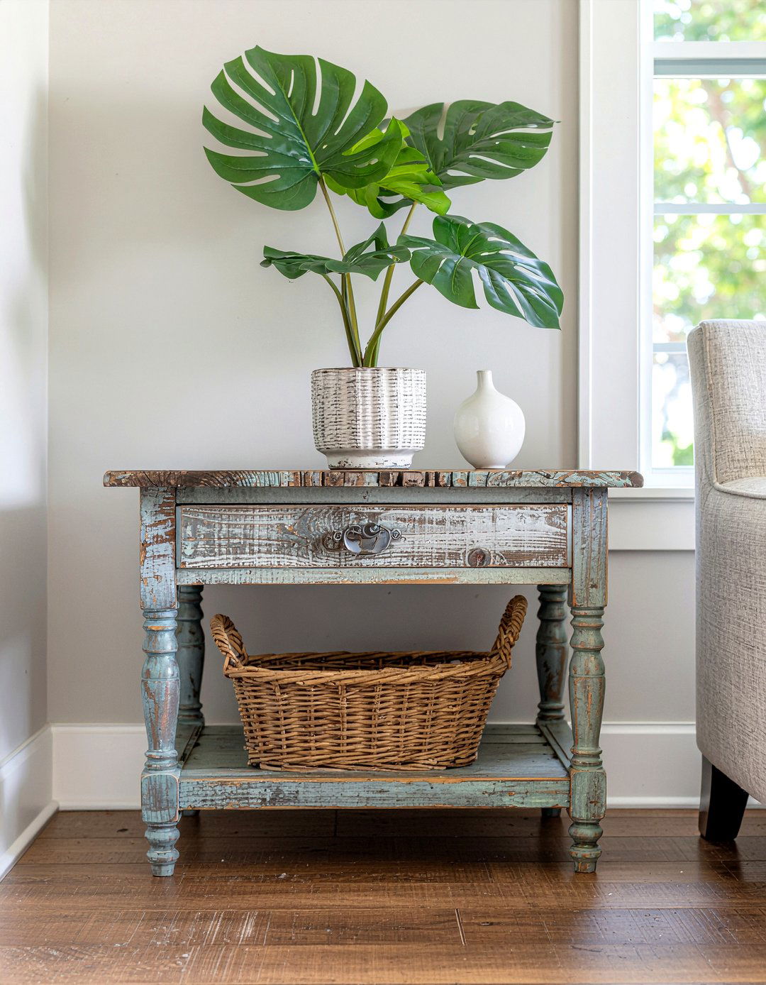 Rustic Farmhouse Side Table - 30 living room end table ideas