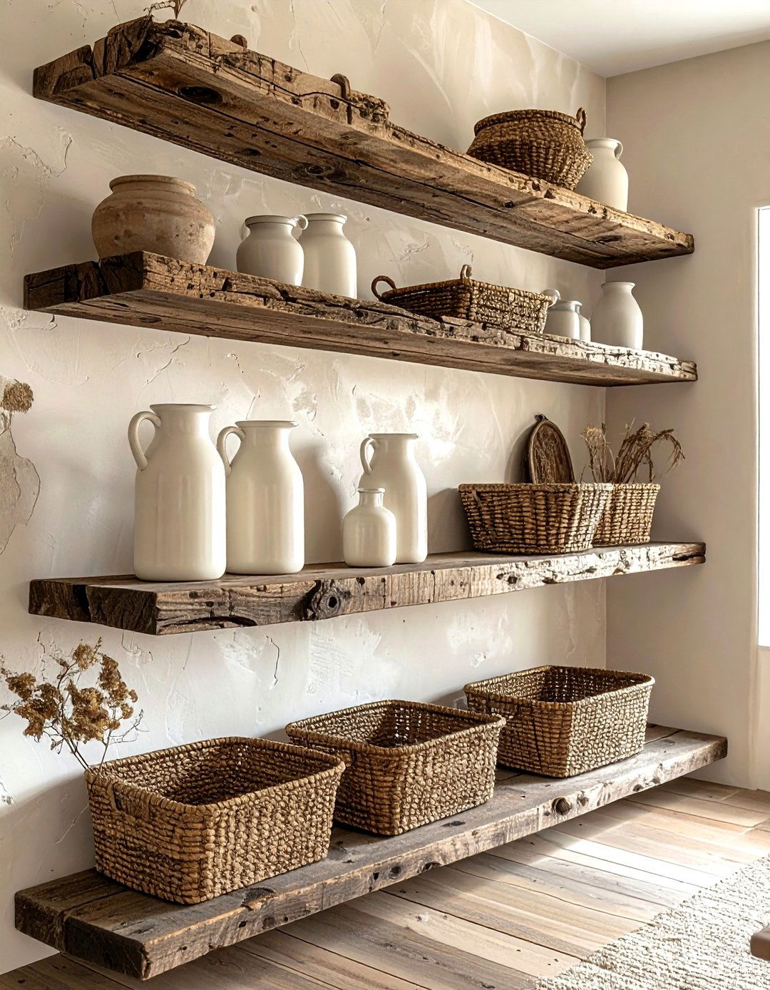 Rustic Floating Shelves - 30 dining room shelving ideas