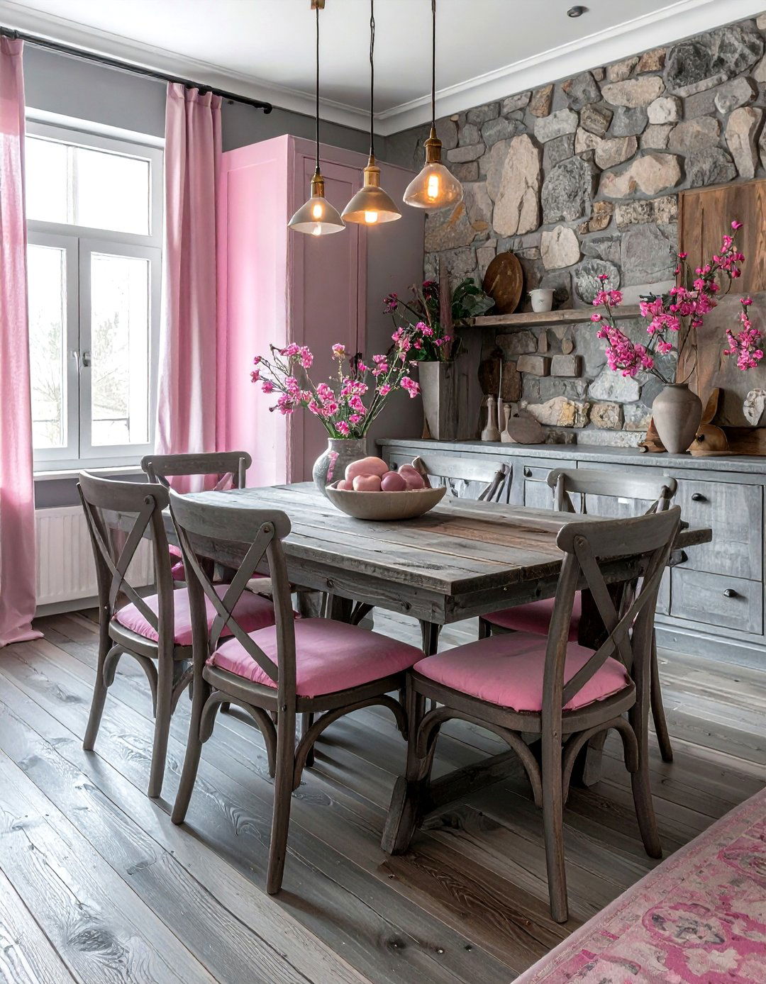 Rustic Gray And Pink Dining Room - 30 pink and gray dining room ideas