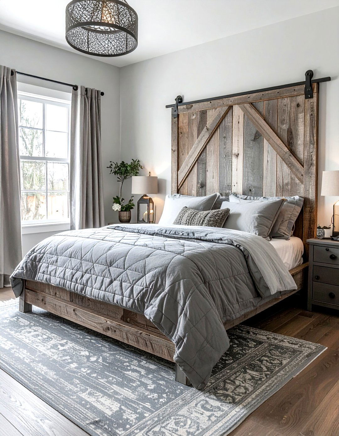 Rustic Gray Farmhouse Bedroom - 30 gray bedroom accessories ideas