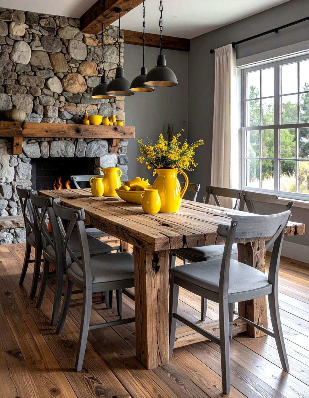 Rustic Gray Yellow Dining Room - 30 gray yellow dining room ideas
