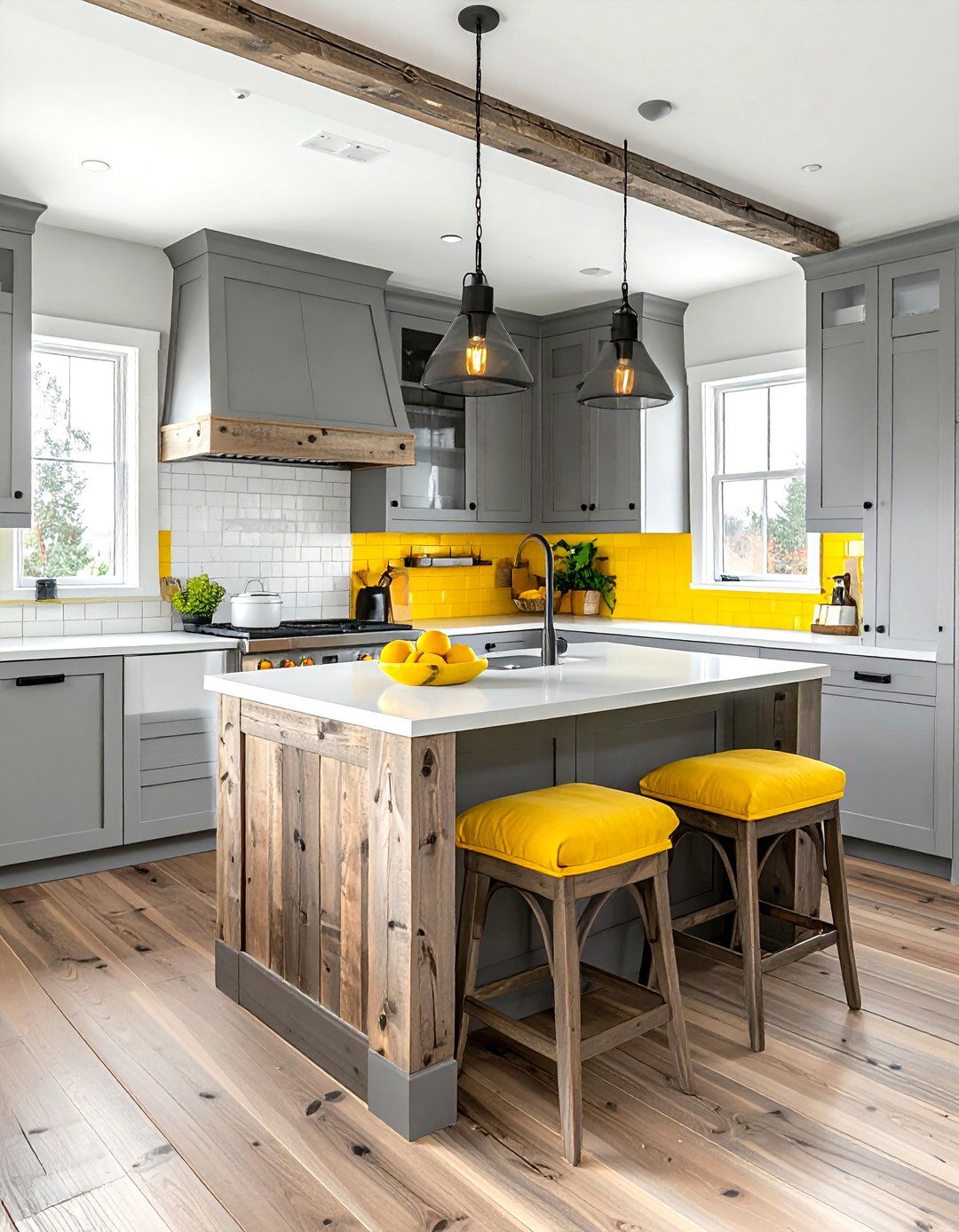 Rustic Gray Yellow Kitchen - 30 gray yellow kitchen ideas