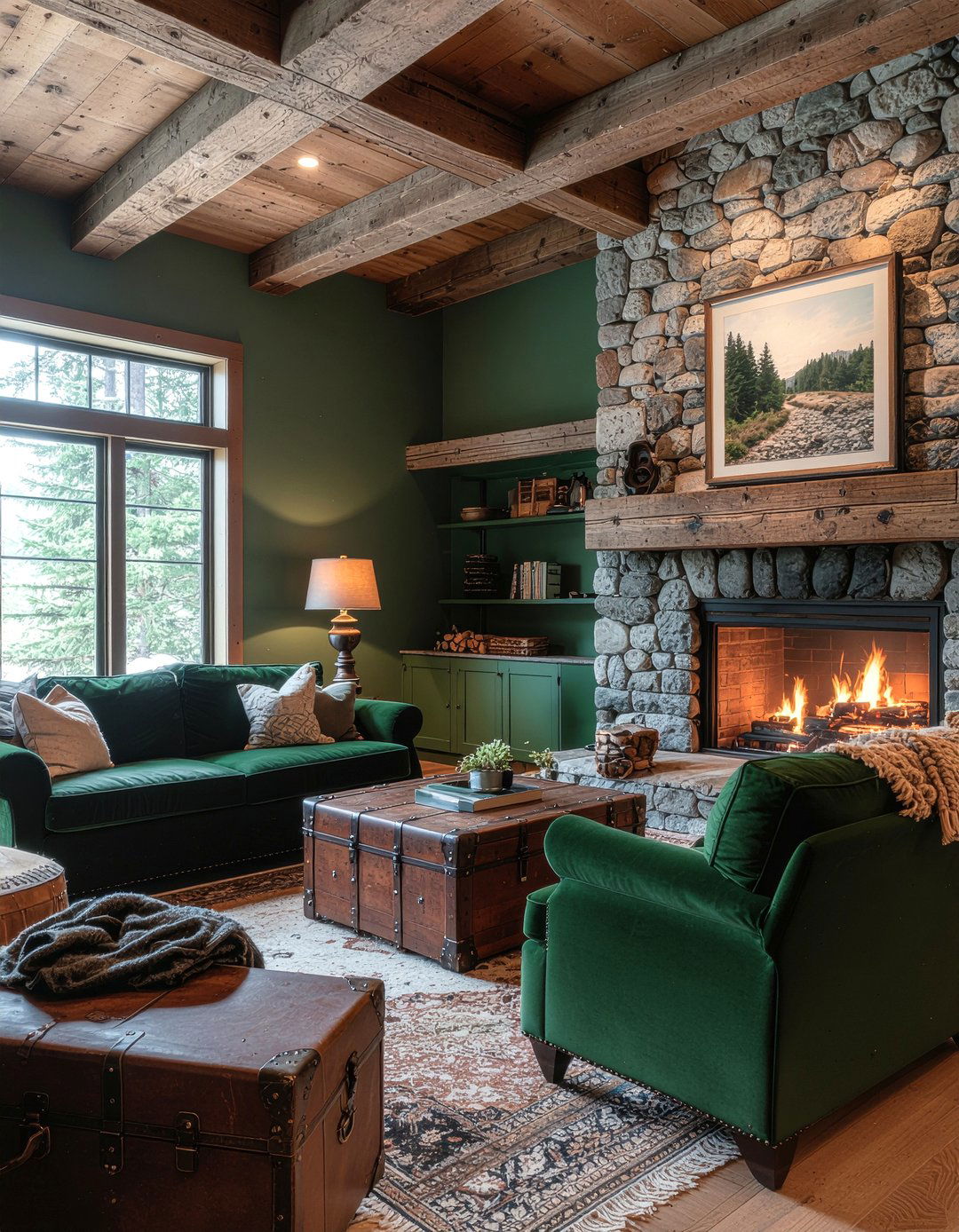 Rustic Green Living Room - 30 green living room ideas