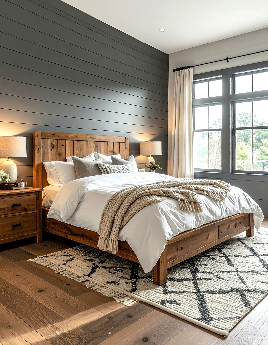 Rustic Grey Shiplap Bedroom - 30 farmhouse grey bedroom ideas