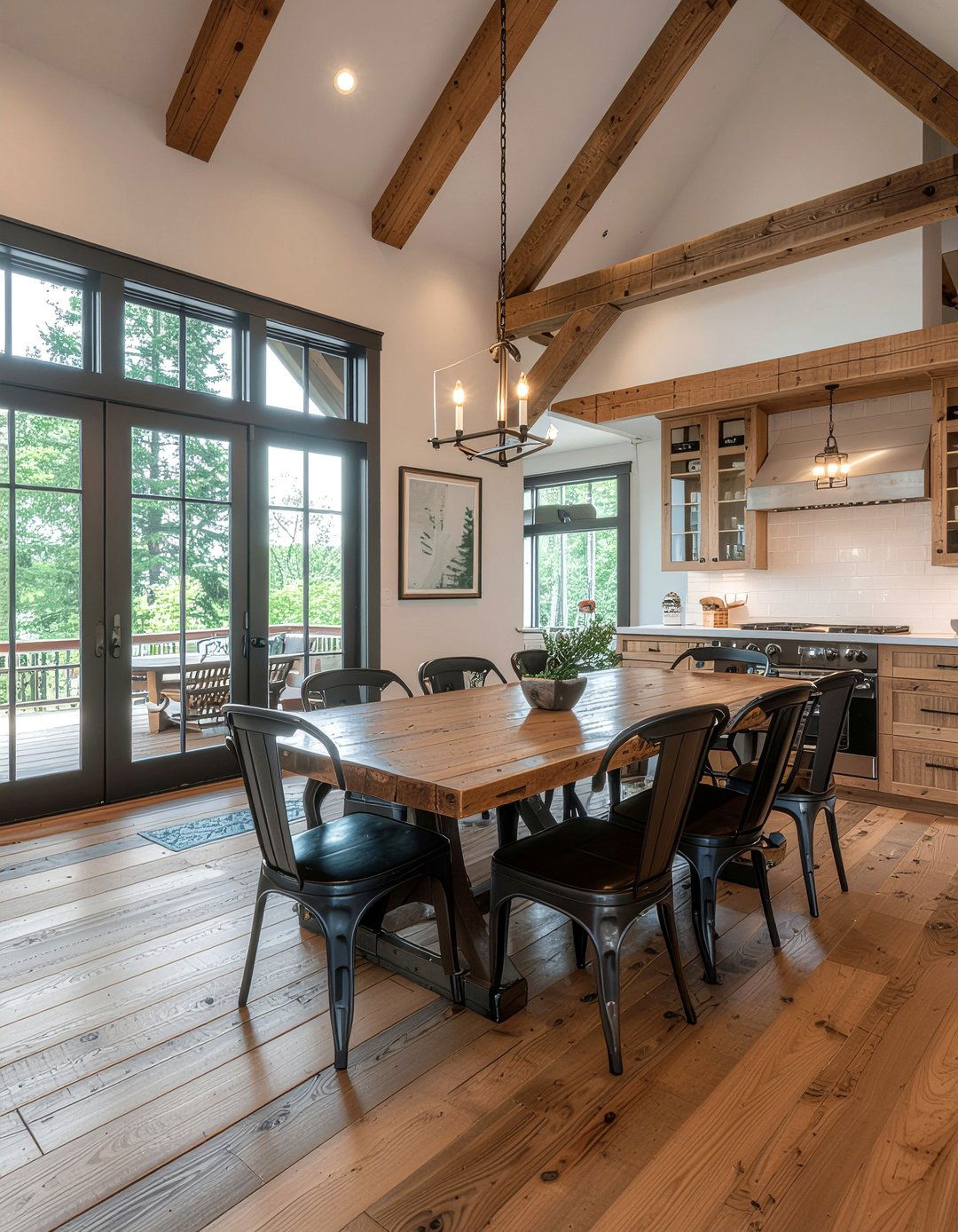 Rustic Hickory Hardwood Dining Room - 30 dining room hardwood floor ideas