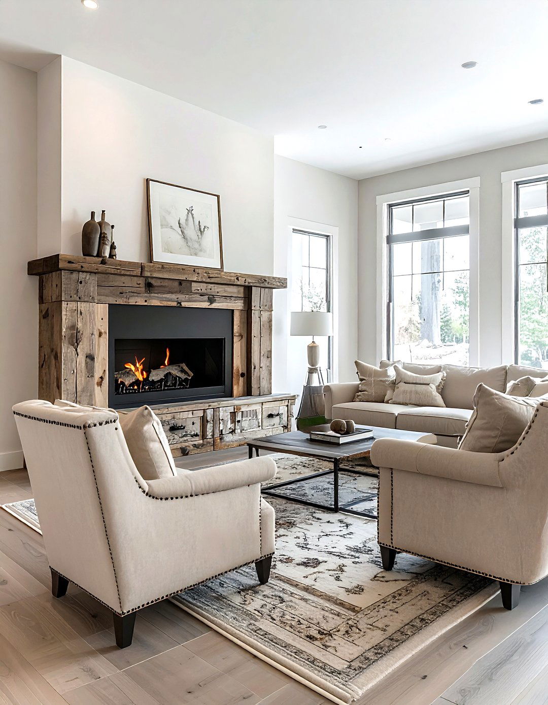 Rustic Industrial Beige Living Space - 30 industrial beige living room ideas