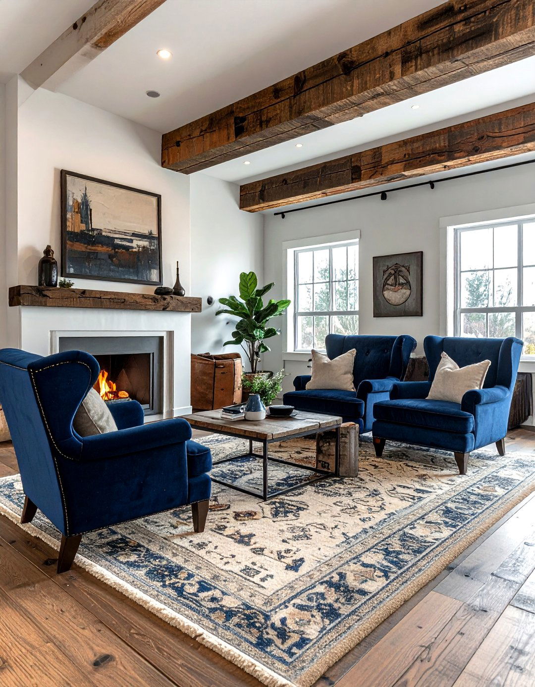 Rustic Industrial Navy Living Room - 30 industrial navy living room ideas