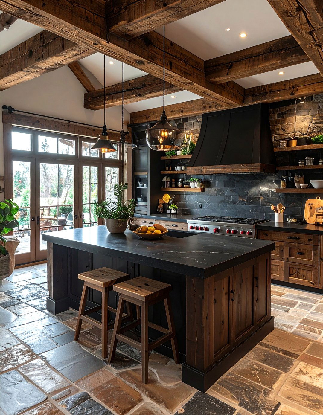 Rustic Kitchen Black Countertop - 30 black countertop kitchen ideas